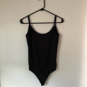 Zara Black Ribbed Knit Bodysuit Size M